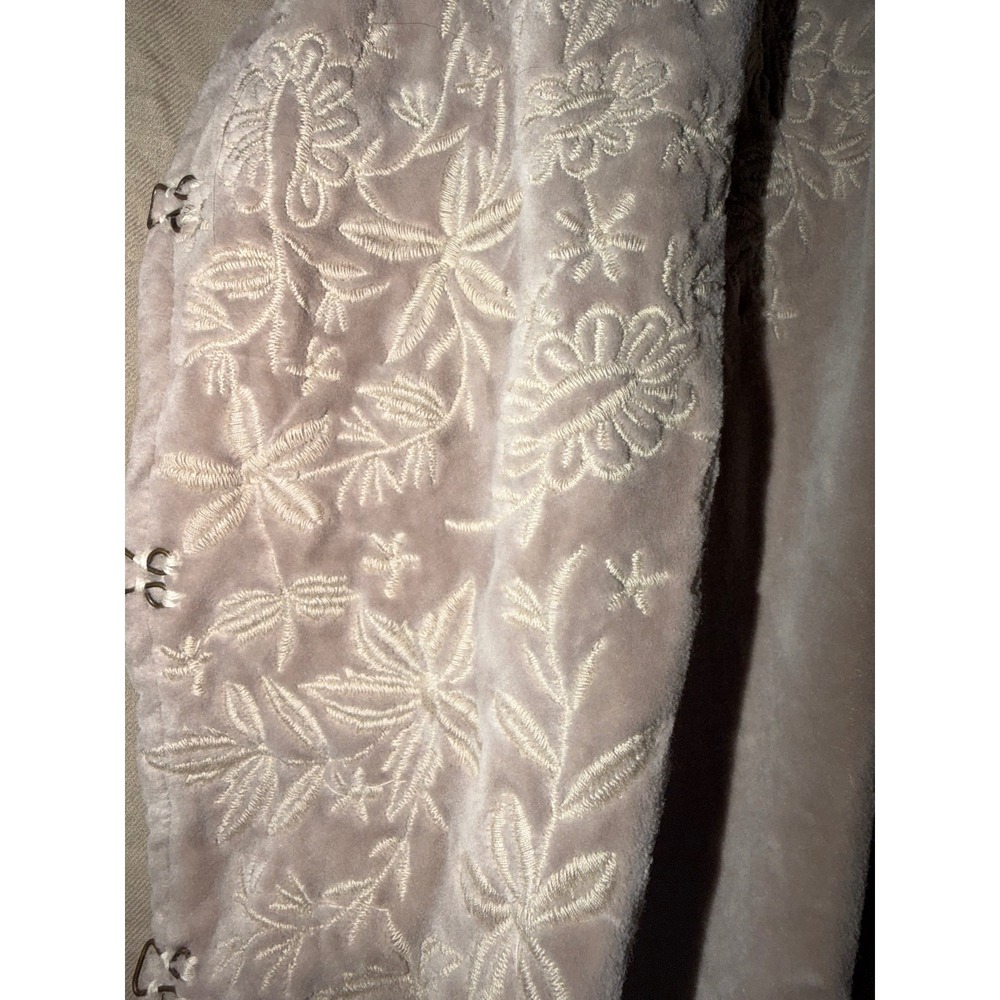 Magnolia Pearl Embroidered Velvet coat Taupe Cotton One Size - Picture 5 of 8